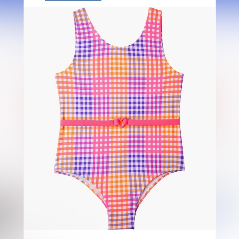 Pink Platinum Gingham Girls One-Piece Swimsuit